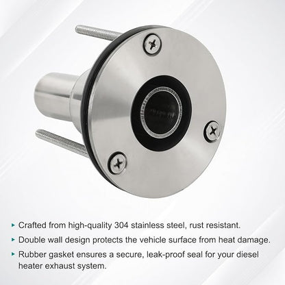 24mm Stainless Steel Exhaust Pipe Air Intake Filter and Pipe Double Wall Through the wall Connector Fitting Exhaust Wall Flange Port Socket for Diesel Parking Heater Install on RV, Greenhouse, Garages