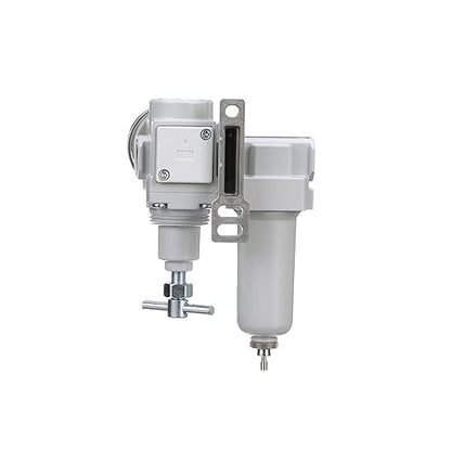PneumaticPlus SAU220T-N02G-MEP Mini Compressed Air Filter Regulator Combo 1/4" NPT - T-Handle, Metal Bowl, Manual Drain, Bracket, Gauge