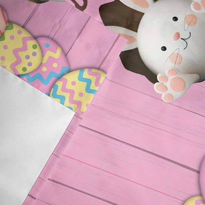 Pink Easter Curtain Valances for Windows, Kitchen Valance Window Treatment, Easter Bunny Eggs Spring Cartoon Farmhouse Wood Grain Light Filter Block Curtains for Bathroom/Bedroom/Living Room 42''x18''
