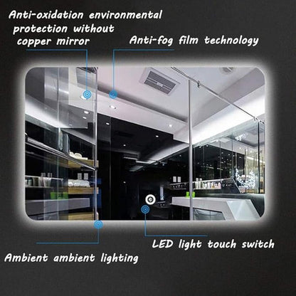 Wall Mirror Waterproof LED Bathroom Mirror Shaing Mirror anity Mirror with White Light Touch Control Demister Pad (Horizontal 600 * 800mm) (Horizontal 600 * 800mm)