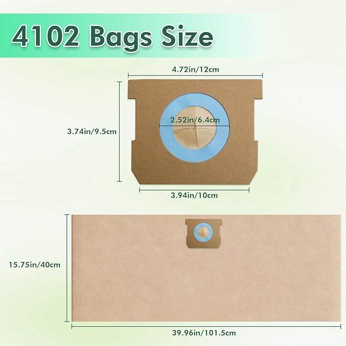 DXVA19-4102 Vacuum Bags Compatible With DEWALT 12-16 Gallon Wet/Dry Vacuum, Disposable Dust Collection Filter Bag DXV12P DXV14P DXV16P DXV16PA DXV16S