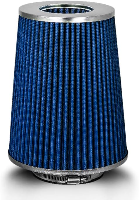 BLUE 4" 102 mm Inlet Truck Air Cone Replacement Performance Washable Clamp-On Dry Air Filter (8" Tall)