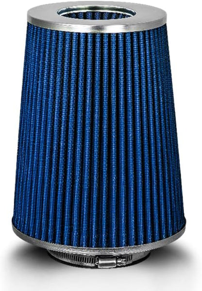 BLUE 4" 102 mm Inlet Truck Air Cone Replacement Performance Washable Clamp-On Dry Air Filter (8" Tall)
