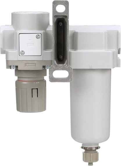 PneumaticPlus SAU420-N06G-MEP Compressed Air Filter Regulator Combo 3/4" NPT - Metal Bowl, Manual Drain, Bracket, Gauge
