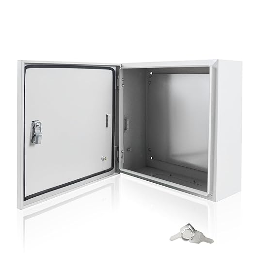Electrical Box 16 x 16 x 6 Inch Indoor Outdoor Electrical Enclosure Box Steel Junction Box Wall Mounted Universal Electrical Project Box with Safety Locks and Mounting Plates