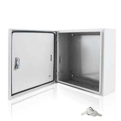 Electrical Box 16 x 16 x 6 Inch Indoor Outdoor Electrical Enclosure Box Steel Junction Box Wall Mounted Universal Electrical Project Box with Safety Locks and Mounting Plates