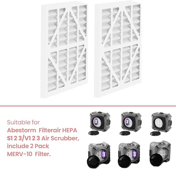Abestorm MERV-10 Air Filter for Filteair HEPA S1 S2 S3 / Filteair HEPA V1 V2 V3 Air Scrubber, 14.5x13.7x0.8 (2Pack)