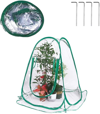 Mini PVC Greenhouse Cover Portable Insulated Pop Up Flower House for Outdoor Plants Protection 70x70x80cm for Flower Growers