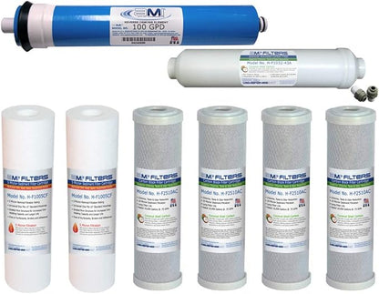 AMI Reverse Osmosis Filter & Membranes Replacement | 1 Year Supply | 100 GPD Membrane with Pre & Post Filter | for 5 Stage Water Filtration Systems (100 GDP Membrane + Filters - 1 Year Supply)…