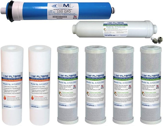 AMI Reverse Osmosis Filter & Membranes Replacement | 1 Year Supply | 100 GPD Membrane with Pre & Post Filter | for 5 Stage Water Filtration Systems (100 GDP Membrane + Filters - 1 Year Supply)…
