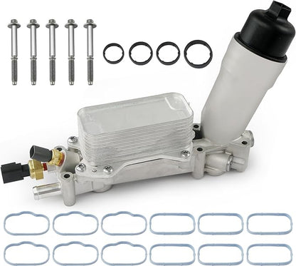 926-959 926-876 3.6L Upgraded Aluminum Engine Oil Cooler Filter Housing for 2011-2016 Dodge Journey Charger Challenger Caravan Durango Avenger Ram Jeep Wrangler Cherokee Chrysler 200 300 Town Country