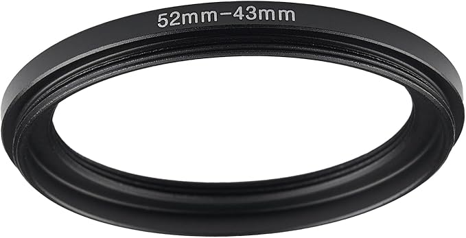 52mm to 43mm Step Up Ring Filter Adapter Black Metal Step up Adapter Rings Compatible with All Brand UV CPL ND Camera Lens Filter Step Down Ring (52mm-43mm)