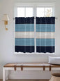 Vintage Country Woodcuts Window Valance Curtains, Blue Gradient Striped Light Filtering Kitchen Valance with 3-inch Rod Pocket for Living Room Bathroom Bedroom,2 Panel,52x45In