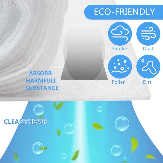 BENECREAT White Vent Filter Media, Electrostatic Air Filter Roll Air Vent Filters Kit for Home, HVAC, AC and Heating, RV's, Mobile Homes, 196x12 Inch