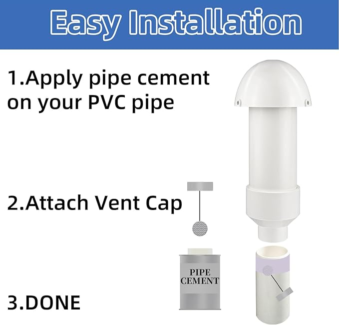 1.5 Inch Vent Stack Pipe Filter,Septic Tank Filter Vent Sewer Vents Cap for PVC Roof ABS Pipe Plumbing,Roof Vents Filters Remove Outdoor Septic and Sewer Odors&Improve Yard Patio Air,with Mushroom Cap