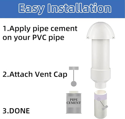 1.5 Inch Vent Stack Pipe Filter,Septic Tank Filter Vent Sewer Vents Cap for PVC Roof ABS Pipe Plumbing,Roof Vents Filters Remove Outdoor Septic and Sewer Odors&Improve Yard Patio Air,with Mushroom Cap