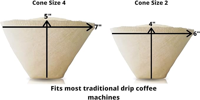 Cloth Reusable Cone Coffee Filter (Size #2) - Made in Canada of Hemp and Organic Cotton - Zero Waste, Eco-Friendly, Natural Filter for Drip Coffee Makers