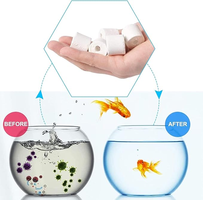 Aquarium Ceramic Ring Bio Ceramic Media Ring for Aquarium Filter Replacement Biological Material Remover for Aquarium Fish Tank Pond Filter