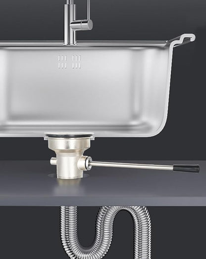 3-1/2 Inch Commercial Sink Drain with Lever Handle Kitchen Sink Opening Waste Drain Valve Stopper Prevents Sink Clogged Overflow for 1/2/3 Compartment Sink Style Drains