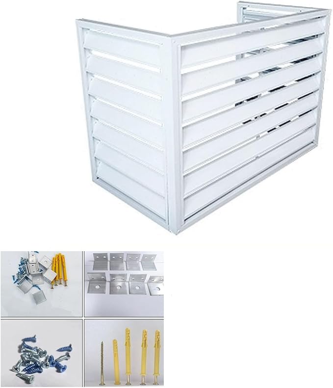Aluminum Outdoor Condenser Protective Cover, freestanding Enclosure to Cover Garbage Or Ac Units, beautiful and durable appearance, suitable for gardens, balconies, walls, courtyards ( Color : THREE-W