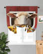 Tie Up Curtains for Windows, Sheep Sunflower Adjustable Balloon Nature Linen Textured Kitchen Curtain, Country Red Farm Barn Spring Flowers Tie Up Blackout Curtains for Bedroom, 52 x 63 Inches
