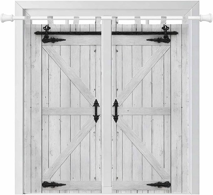 Farmhouse Wood Grain Bedroom Curtains 72 Inch Length, Window Curtains Tab Top, Vintage Country Barn Gate Grey Light Filtering Window Treatments Drapes 52"x72" 2 Panel