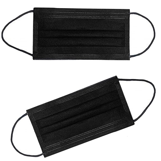 NNPCBT 100PCS 3 Ply Black Disposable Face Mask Filter Protection Face Masks