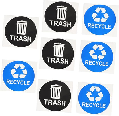 Tofficu 8pcs Hanging Trash Can Stickers Garbage Recycling Decals Material Remind Waste Sorting Habit