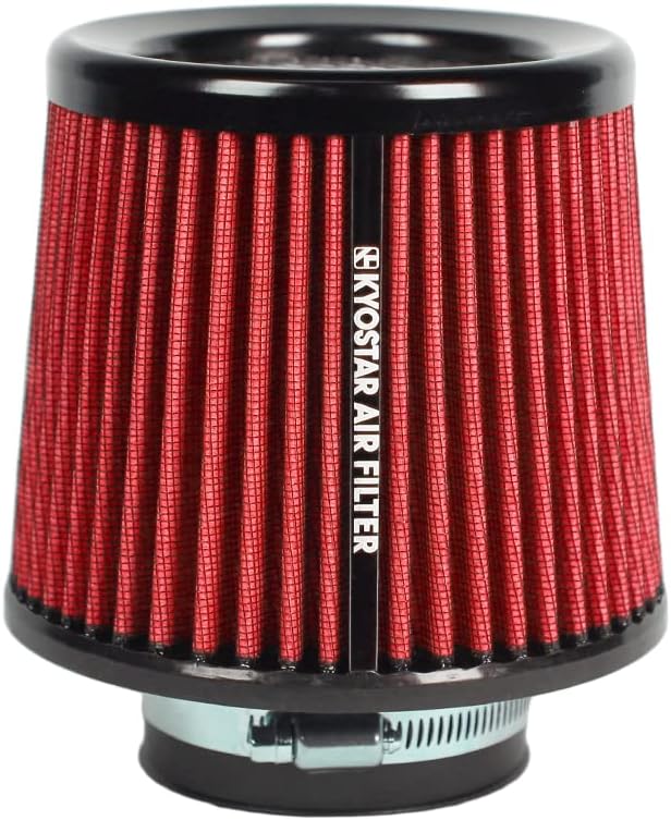 Universal 3" 76mm High-Flow Air Filter, Reusable Cone Cold Air Intake, High Performance, Washable, Clamp-On Car High Flow Dry Air Kit, Flange Diameter: 3 Inch, Filter Height: 6.4 Inch, Green