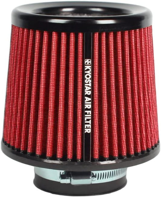 Universal 3" 76mm High-Flow Air Filter, Reusable Cone Cold Air Intake, High Performance, Washable, Clamp-On Car High Flow Dry Air Kit, Flange Diameter: 3 Inch, Filter Height: 6.4 Inch, Green