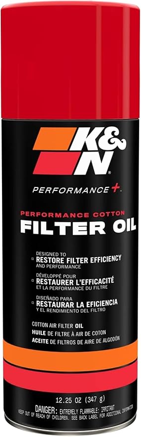 K&N Air Filter Oil: Aerosol; Restore Engine Air Filter Performance and Efficiency, 99-0516, 347g(12.25 Oz)