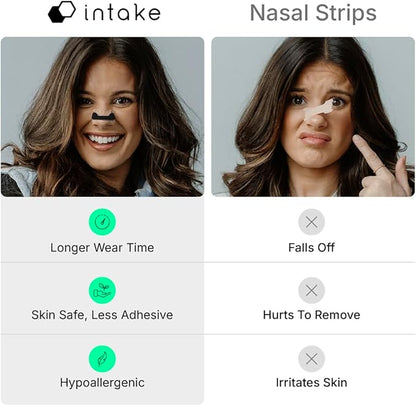 Intake Breathing Magnetic Nasal Strips Starter Kit (15 Count, Clear) - Boost Oxygen Intake, Reduce Snoring, Improve Sleep Quality - Sweat Resistant, Nasal Strips - Extra Strength Snoring Solution