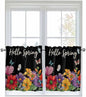 Spring Flowers Half Window Curtains 24 Inches Long, Watercolor Country Colorful Floral Black Window Treatment Curtain Drapes, Short Curtains Tiers for Kitchen Over Sink, 27.5"x24", 2 Panels