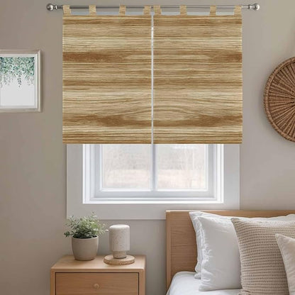 Light Brown Wood Grain Bedroom Curtains 63 Inch Length, Window Curtains Tab Top, Western Farmhouse Barn Door Light Filtering Window Treatments Drapes 42"x63" 2 Panel