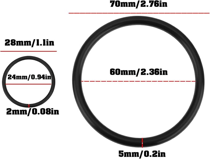 4X Black Oil Filter Seals 70x60x5mm 28x24x2mm Compatible with MOCAL M01 TOP01 Remote