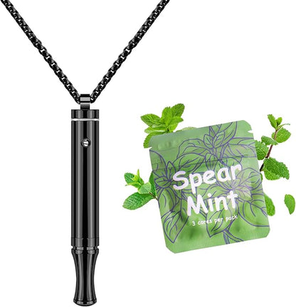 ASTOFLI Quit Smoking Breathing Necklace for Adults - Flavored Stress Breathing Necklace Stop Smoking for Women - Breathlink for Men Meditation Breathe Anxiety Whistle Necklaces inhaler Breathlace