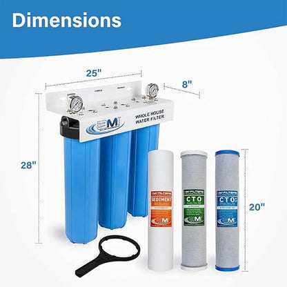 Applied Membranes Inc. 3-Stage Whole-House Water Filter System with 20-Inch Sediment and Carbon-Block Filters