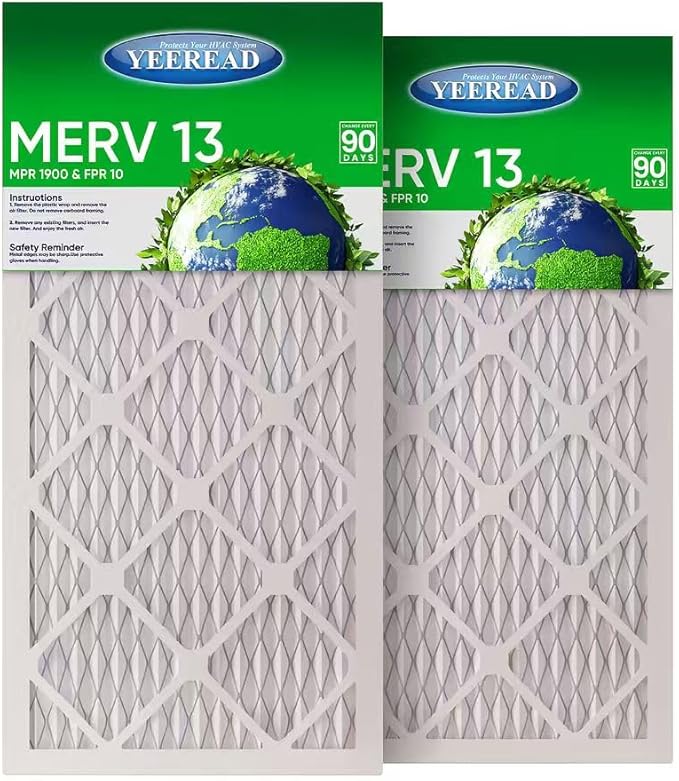 14x30x1 MERV 13 Air Filters, 2-Pack – Actual Size 13.7" x 29.7" x 0.75" – High-Efficiency Pleated Filter for HVAC, AC & Furnace Systems – Advanced Filtration for Cleaner Air