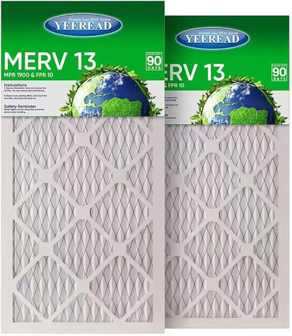 14x30x1 MERV 13 Air Filters, 2-Pack – Actual Size 13.7" x 29.7" x 0.75" – High-Efficiency Pleated Filter for HVAC, AC & Furnace Systems – Advanced Filtration for Cleaner Air