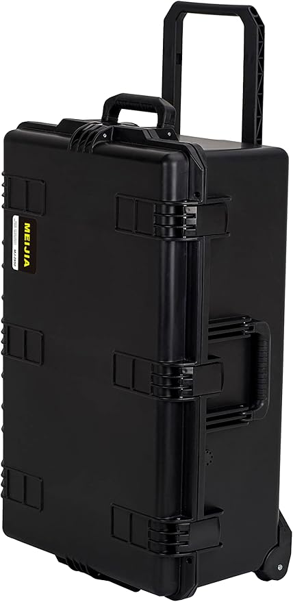 MEIJIA Portable All Weather Waterproof Camera Case,Customizable Fit Foam with Rolling Wheels and Retractable Pull Handle,31.3"X20.3"X12.25"