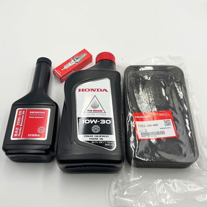 Genuine Tune Up Kit for Honda EB4000x EB5000 EB6500 EM4000sx EM4000sx EM5000sx EM6500sx with Air Filter 17211-ZBH-W00, Motor Oil 10W30 and Spark Plug 98079-55846 BPR5ES