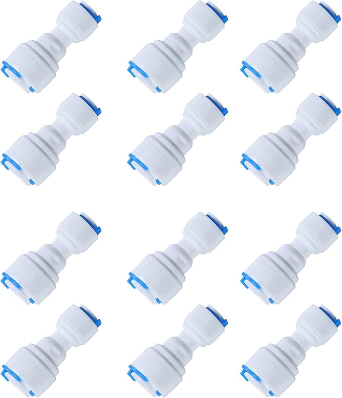 3/8-inch x 1/4-inch 6 pcs T and 6 pcs I Tube Quick Push in Connector for RO Water System (3/8-inch x 1/4-inch-12pcs)