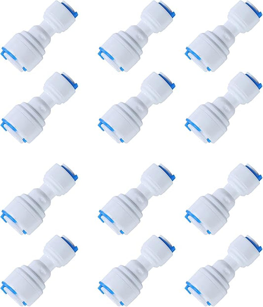 3/8-inch x 1/4-inch 6 pcs T and 6 pcs I Tube Quick Push in Connector for RO Water System (3/8-inch x 1/4-inch-12pcs)