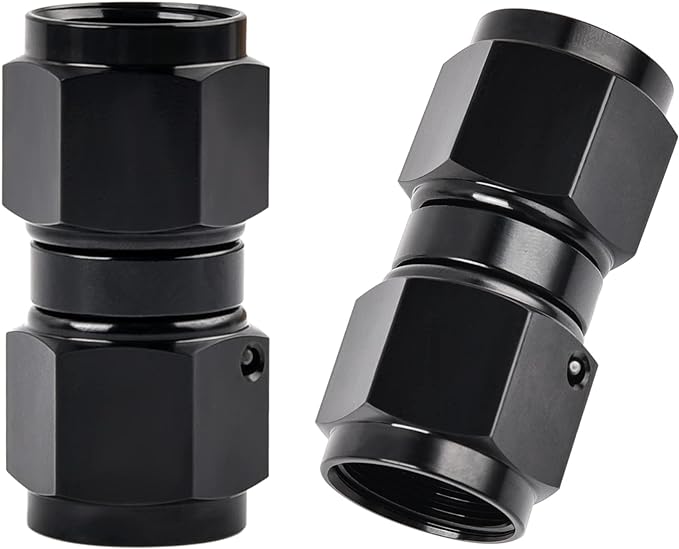 EVIL ENERGY 12AN Female to 12AN Female Straight Swivel Coupler Union Fitting Adapter Aluminum Black 2PCS