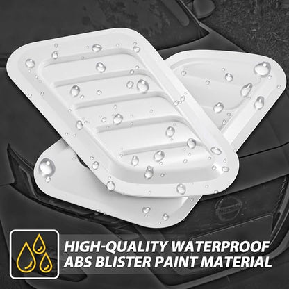 KaTur 1 Pair Universal Car ABS Decorative Air Flow Intake Scoop Turbo Bonnet Vent Cover Hood (White)