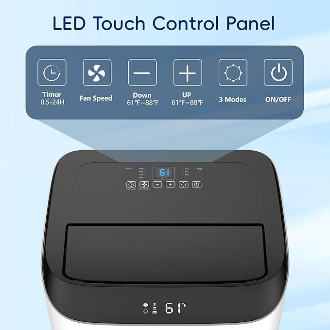 14000 BTU Portable Air Conditioners,Cooling,Fan,Dehumidification,Sleep Mode for Large Rooms up to 700 Sq.Ft,AC Unit with Remote Control,24H Timer,Installation Kits Included