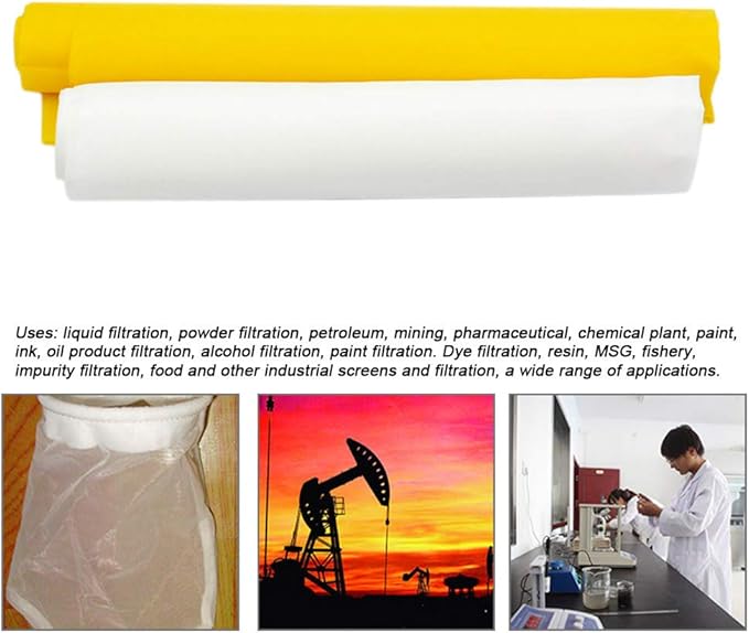 Silk Screen Printing Mesh, 100/110/120/140/160/180/200/250/300Mesh, White Yellow for Screen Printing Machine Equipment Accessories, Filter Painting, Polyester Fabric (160M/64T White)