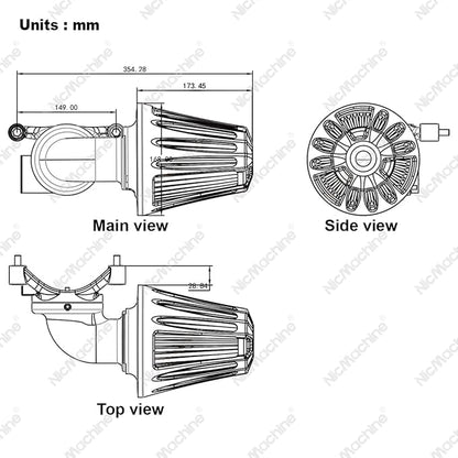 Big Sucker cone Air filter intake for harley air Cleaner Sportster Softail fatboy heritage dyna touring street road king Glide (Deep style -Chromed, Type C : Touring 08-16, Softail 16-17)