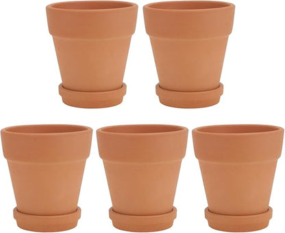 5pcs Red Terracotta Succulent Flower Pots with Saucers, Breathable Clay Planting Containers for Indoor and Outdoor Garden, 8x8cm Decorative Plant Pots Set