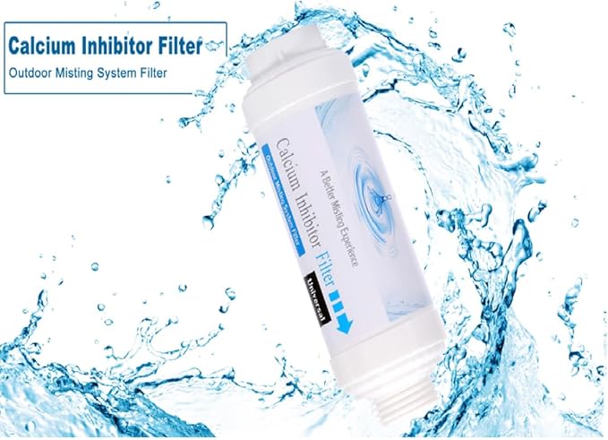 Misting System Calcium Inhibitor Filter for Patio Misters NSF certification Inline Water Soften Filter Effectively Reduce Hardness Spots, Soften Water, Upgraded Formula (PACK OF 2)